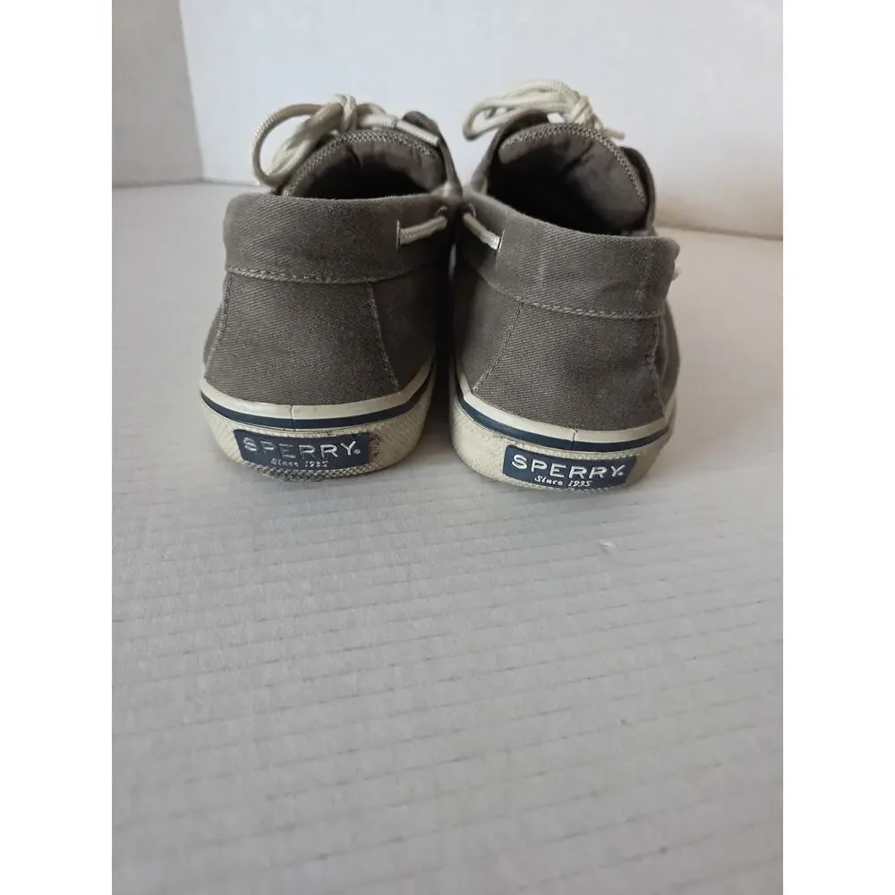 SPERRY Men‎ Boat Shoe Chocolate Color Canvas Tie Closure Sz. 10.5